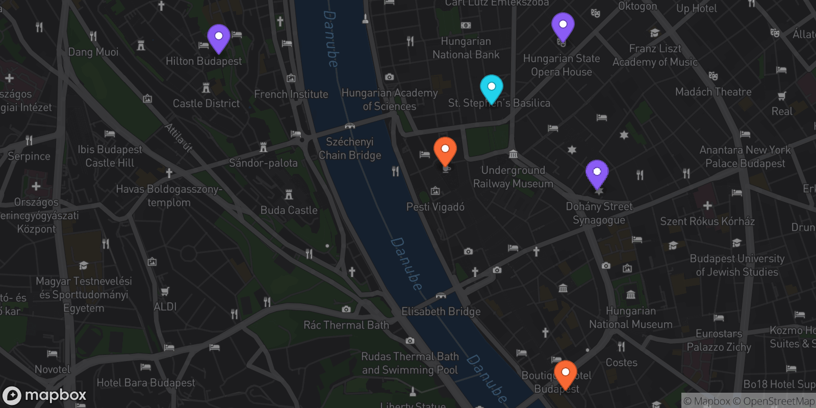 Map showing 6 locations