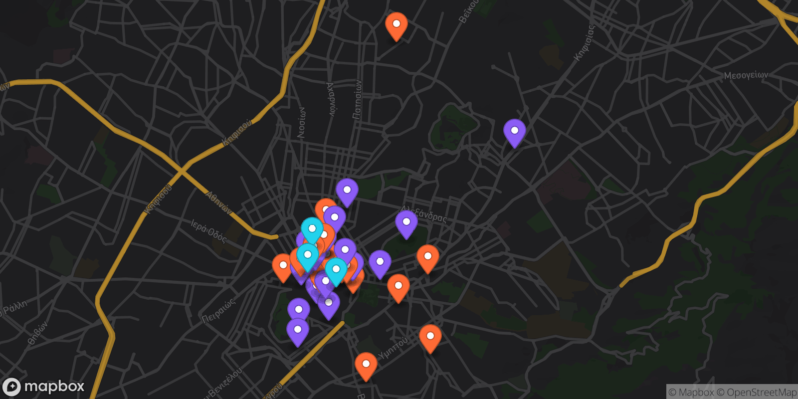 Map showing 39 locations