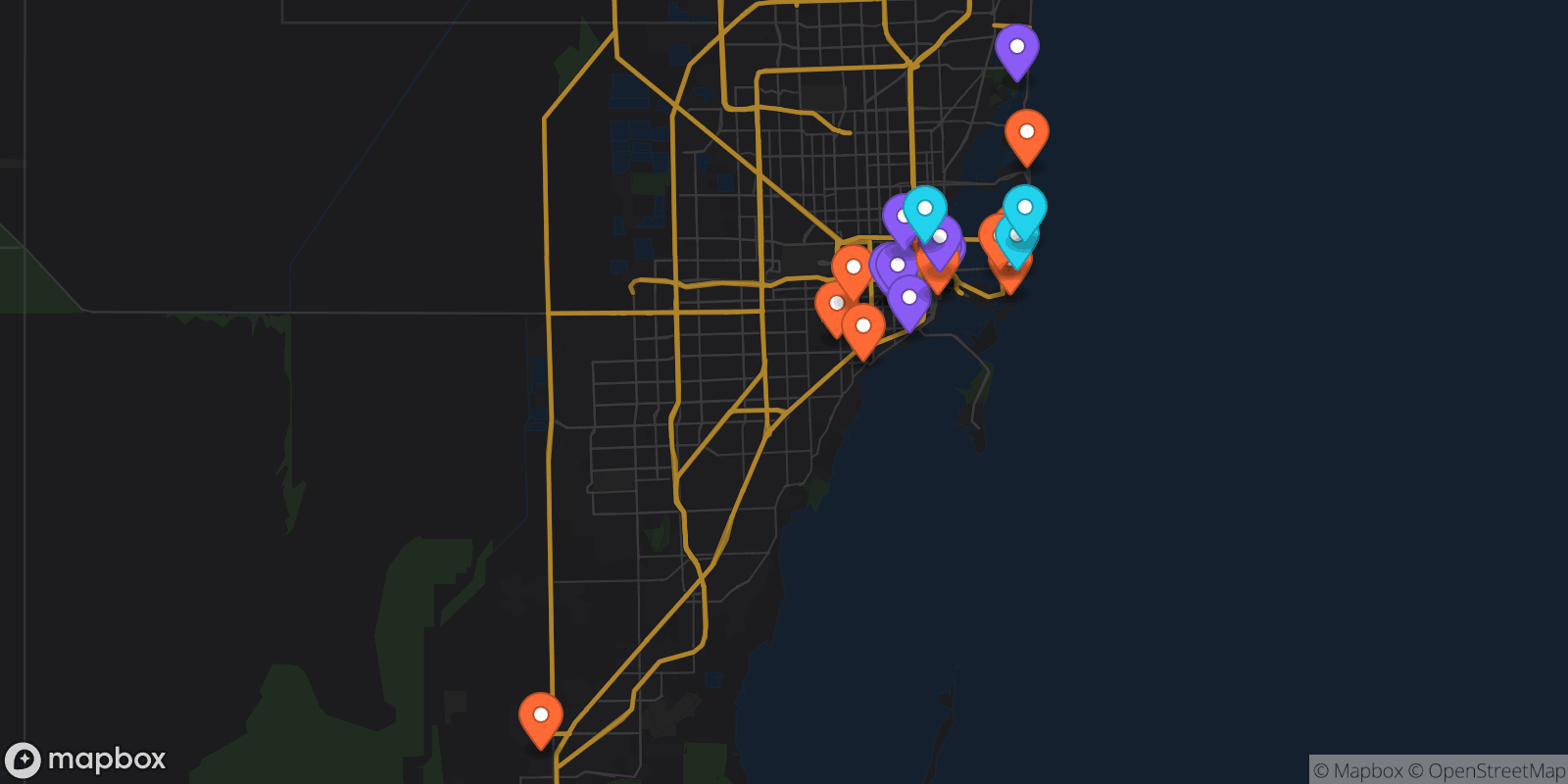 Map showing 27 locations