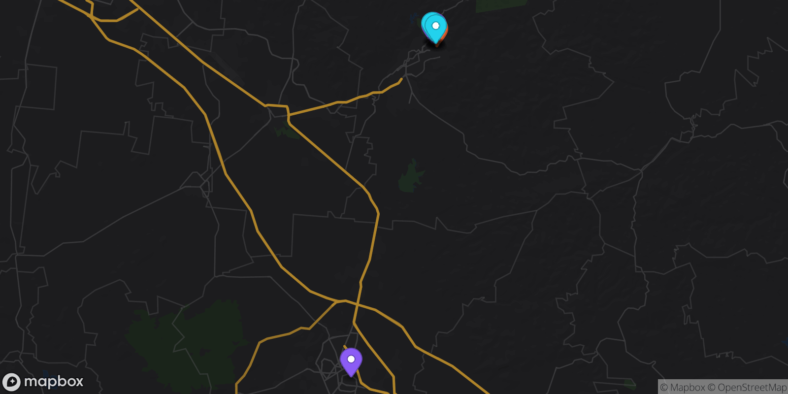 Map showing 10 locations