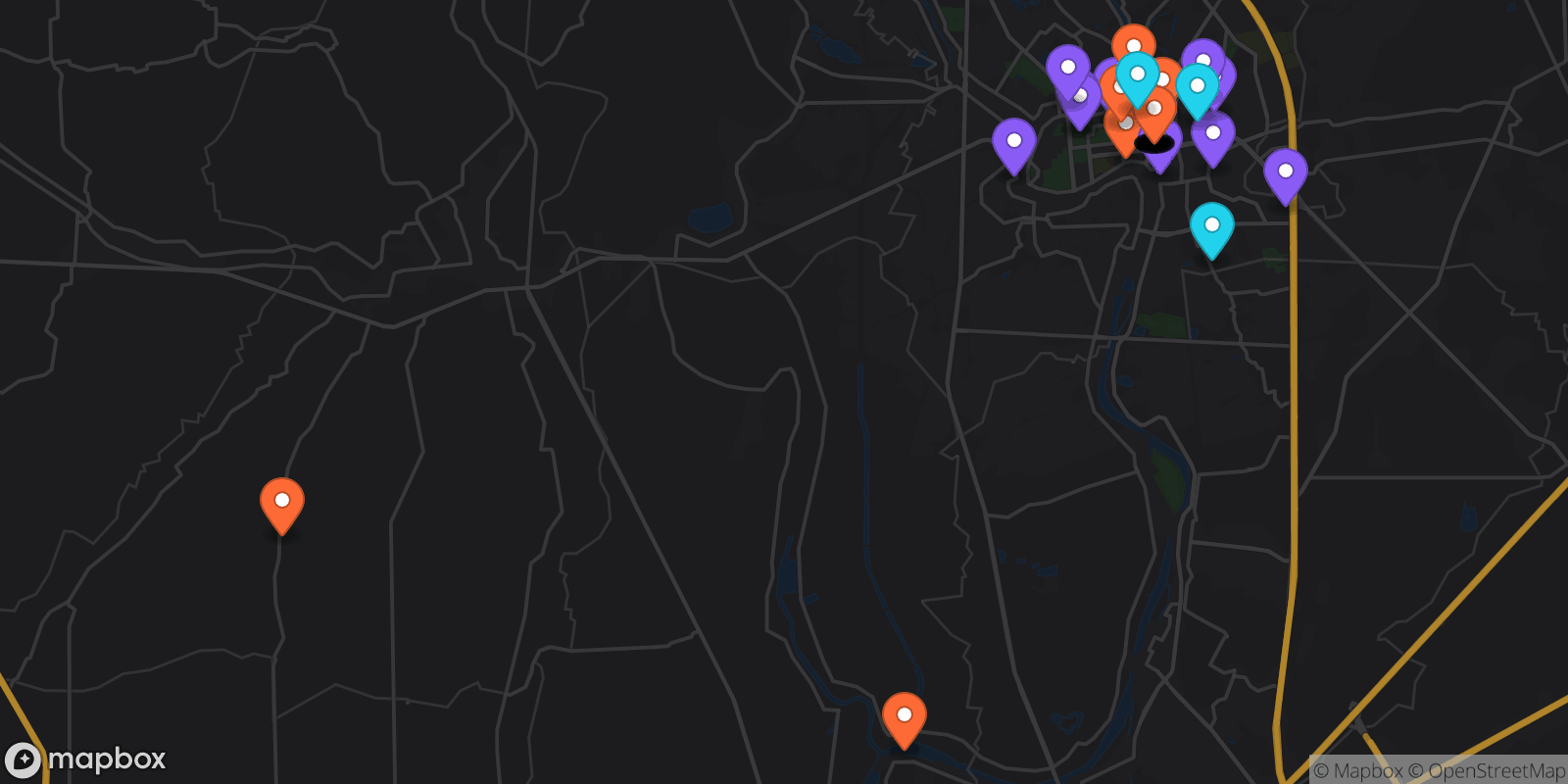 Map showing 44 locations