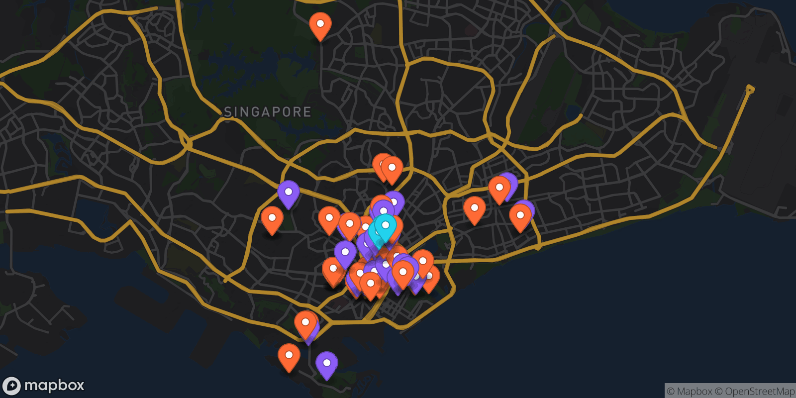 Map showing 73 locations
