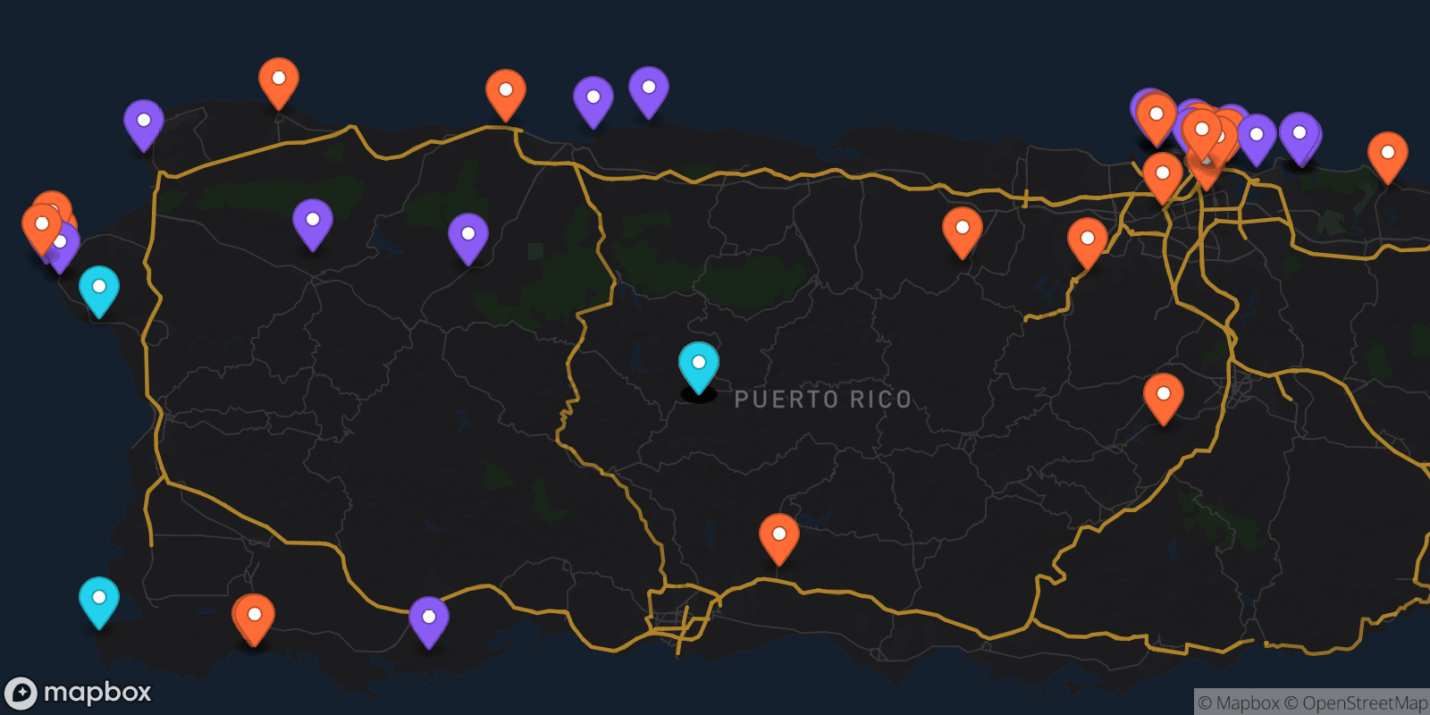 Map showing 60 locations
