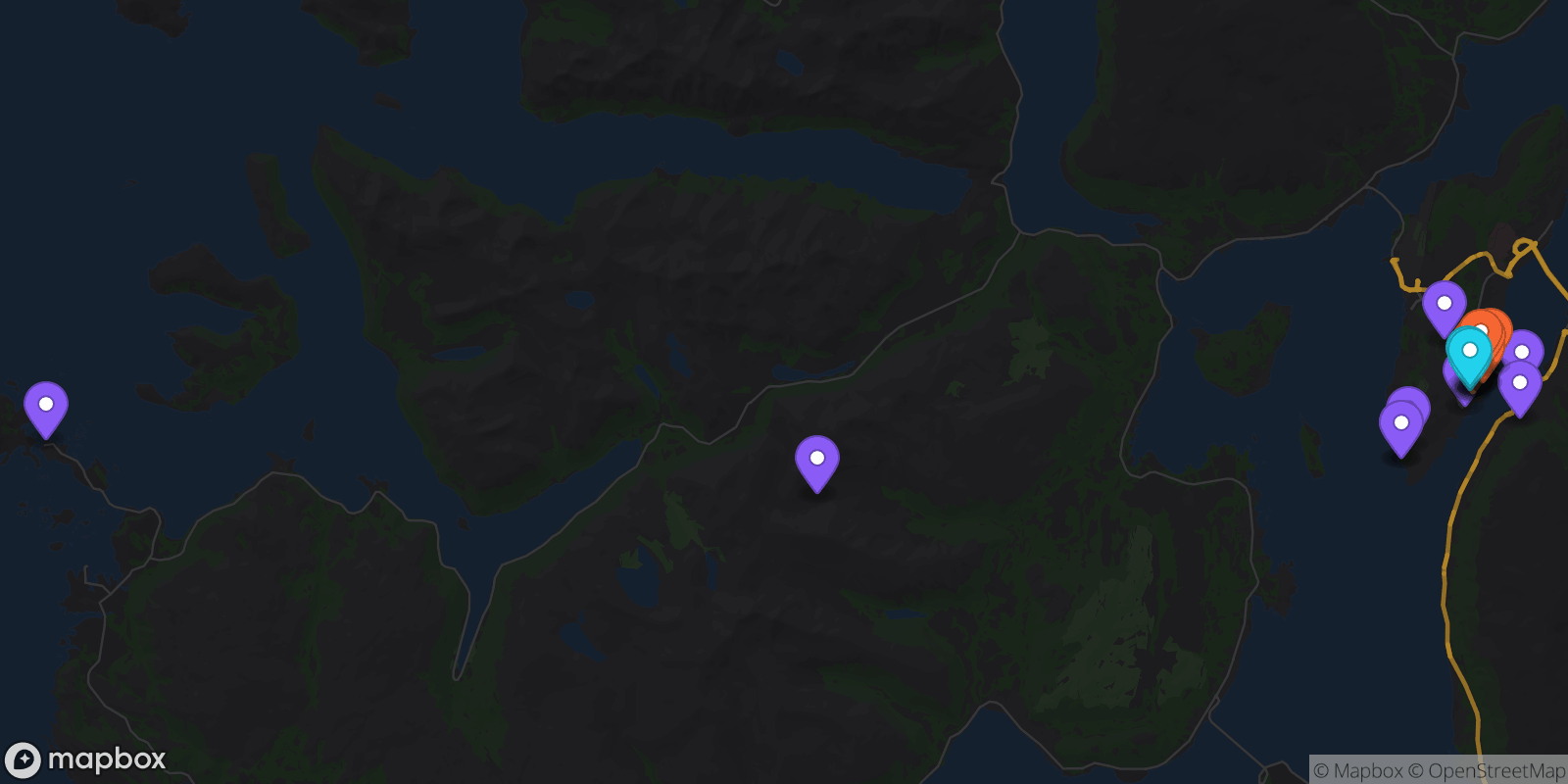 Map showing 30 locations