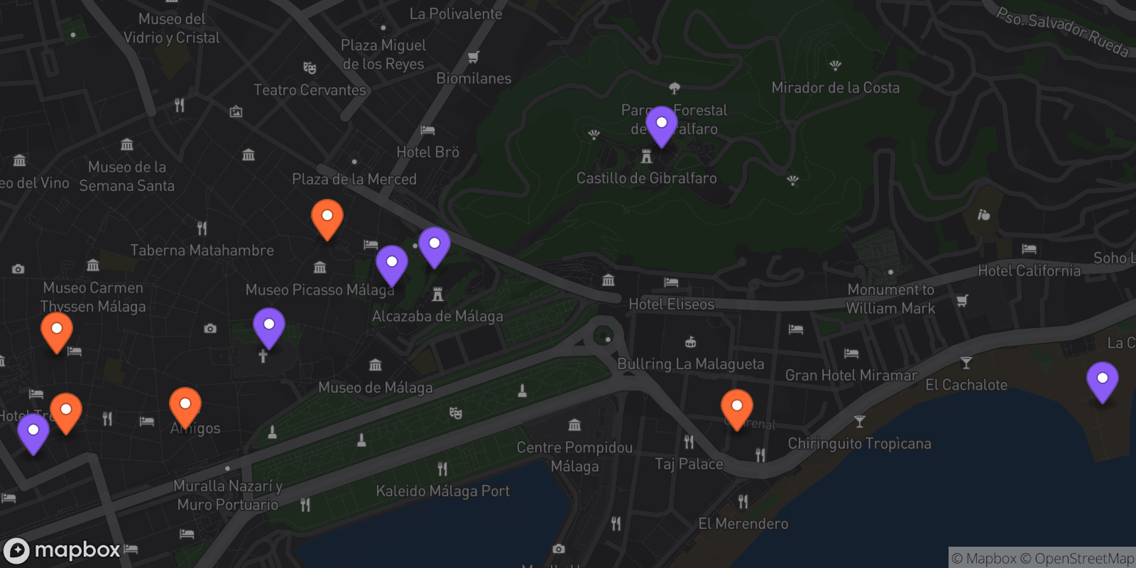 Map showing 11 locations