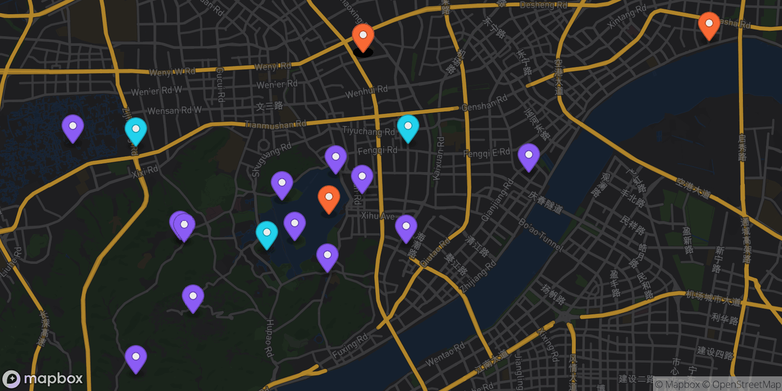 Map showing 37 locations