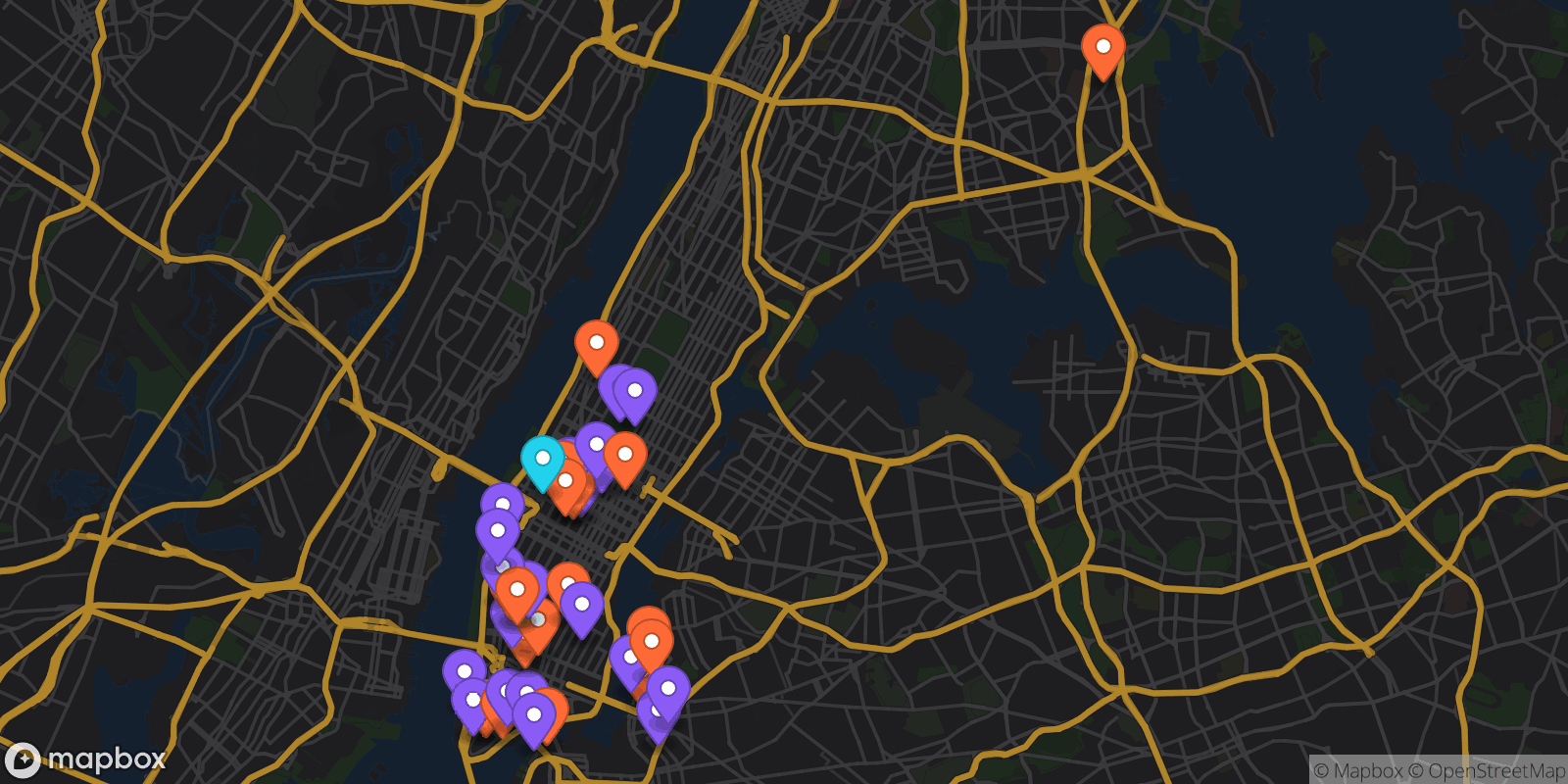 Map showing 41 locations