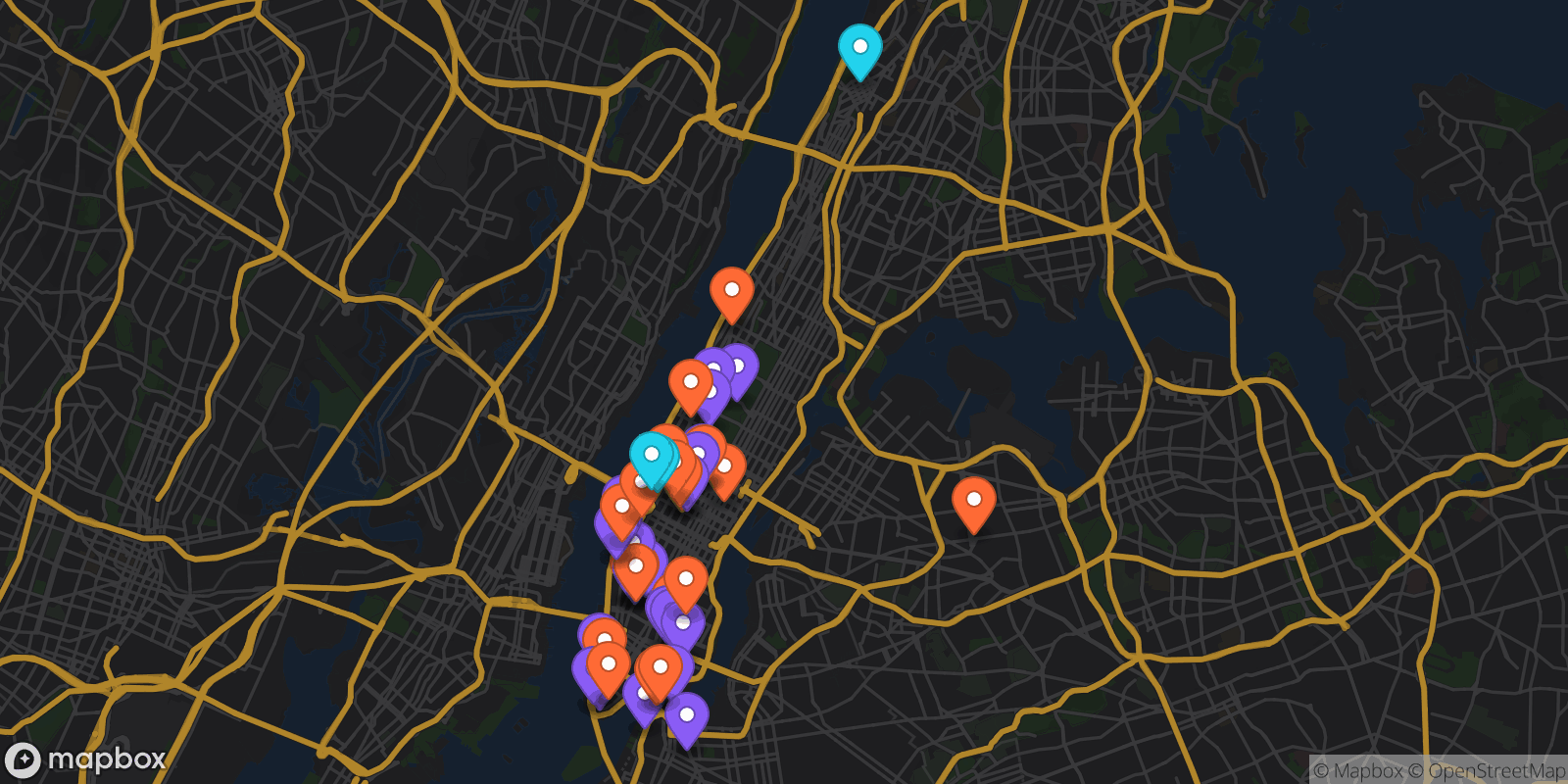 Map showing 44 locations
