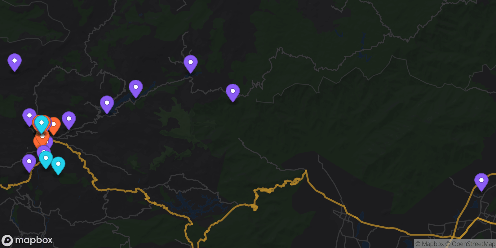 Map showing 31 locations