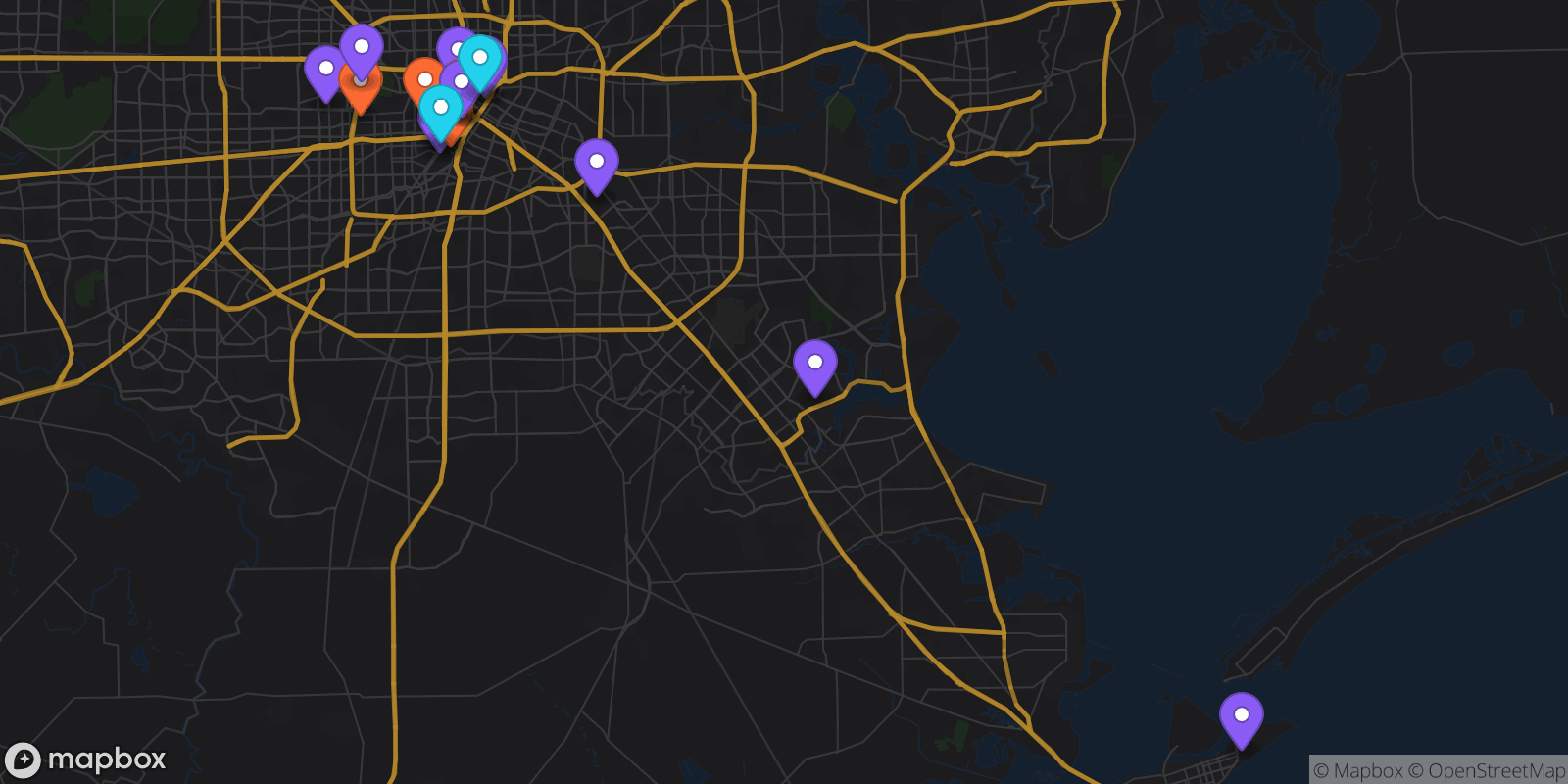 Map showing 19 locations