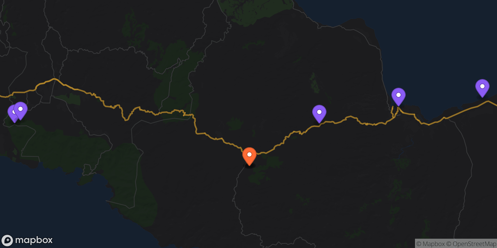 Map showing 8 locations
