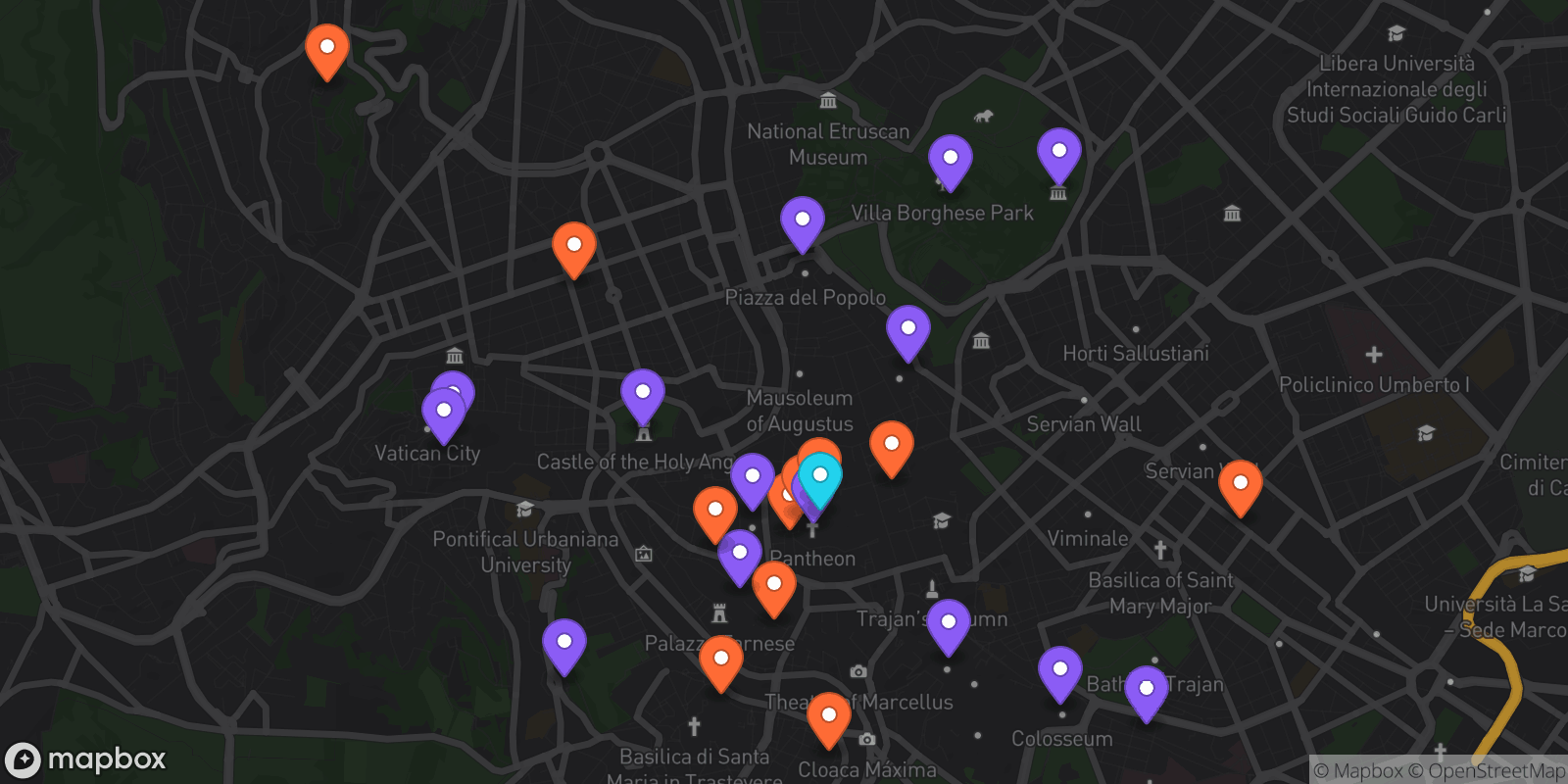 Map showing 26 locations