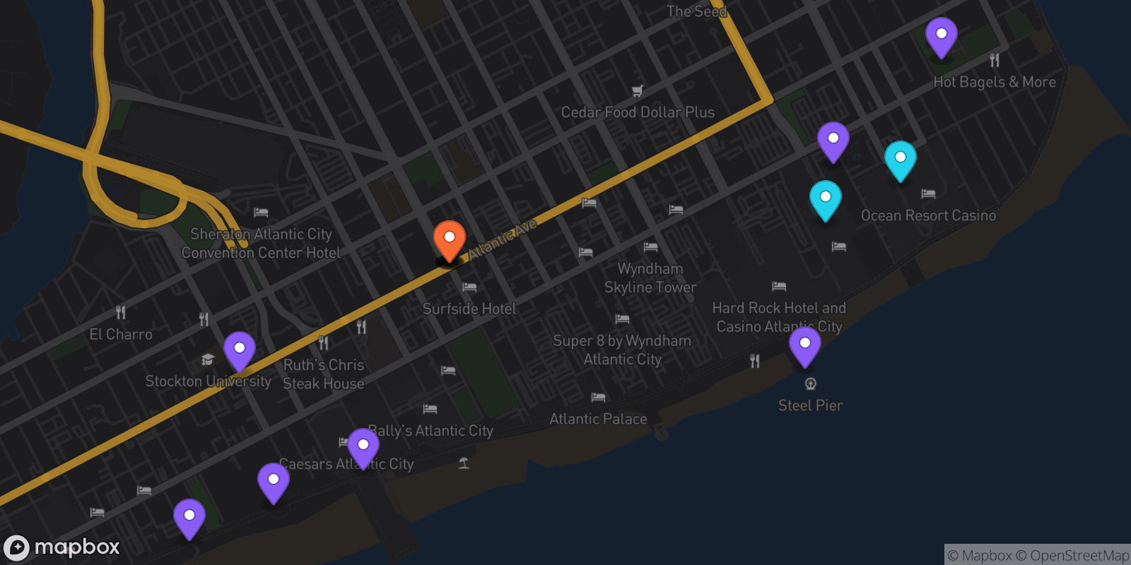 Map showing 16 locations