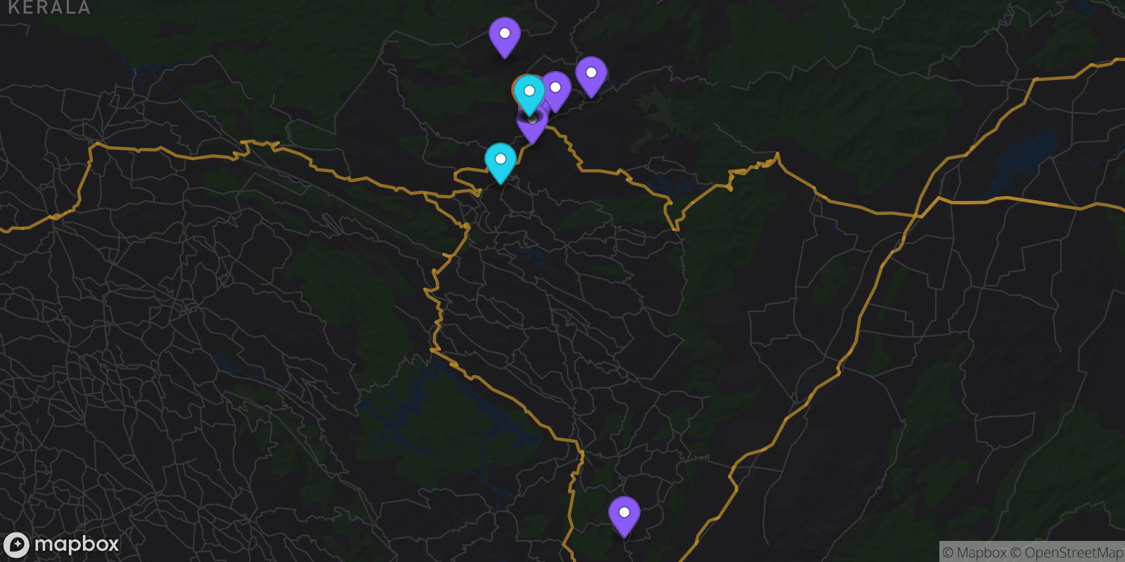 Map showing 17 locations