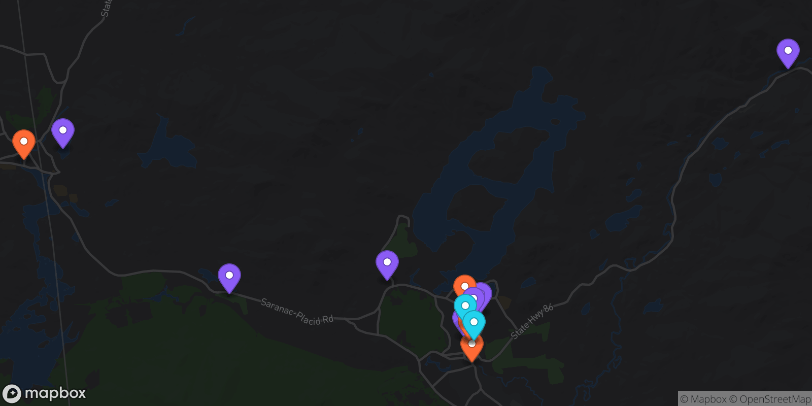 Map showing 16 locations