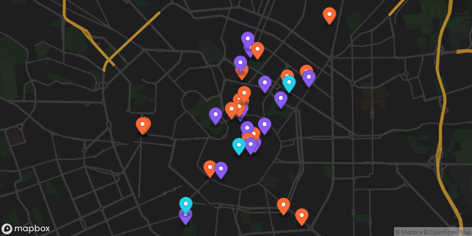 Map showing 39 locations