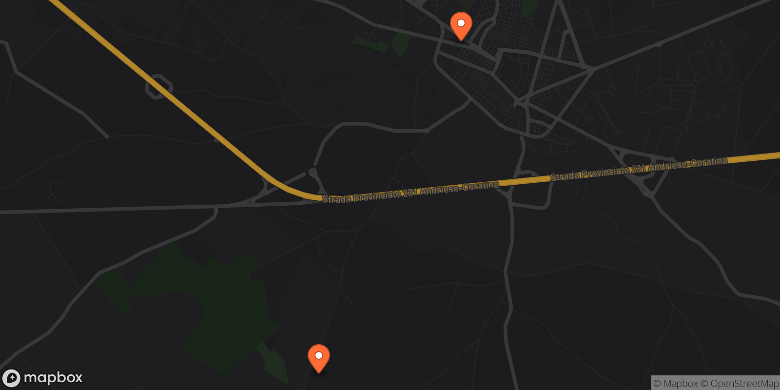 Map showing 2 locations