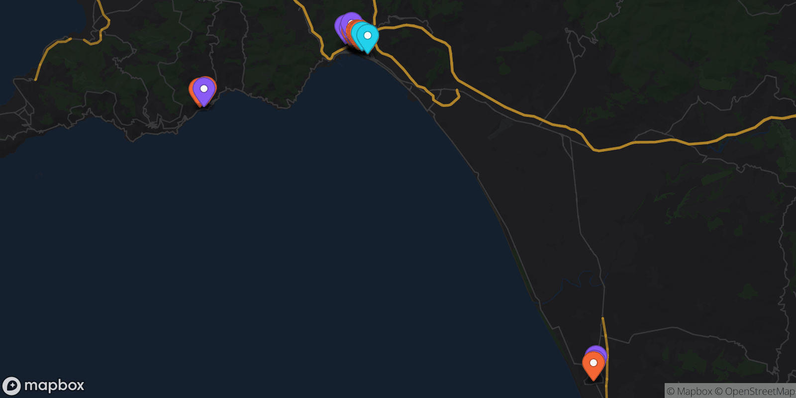Map showing 26 locations