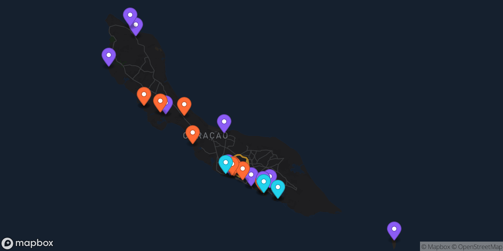 Map showing 27 locations