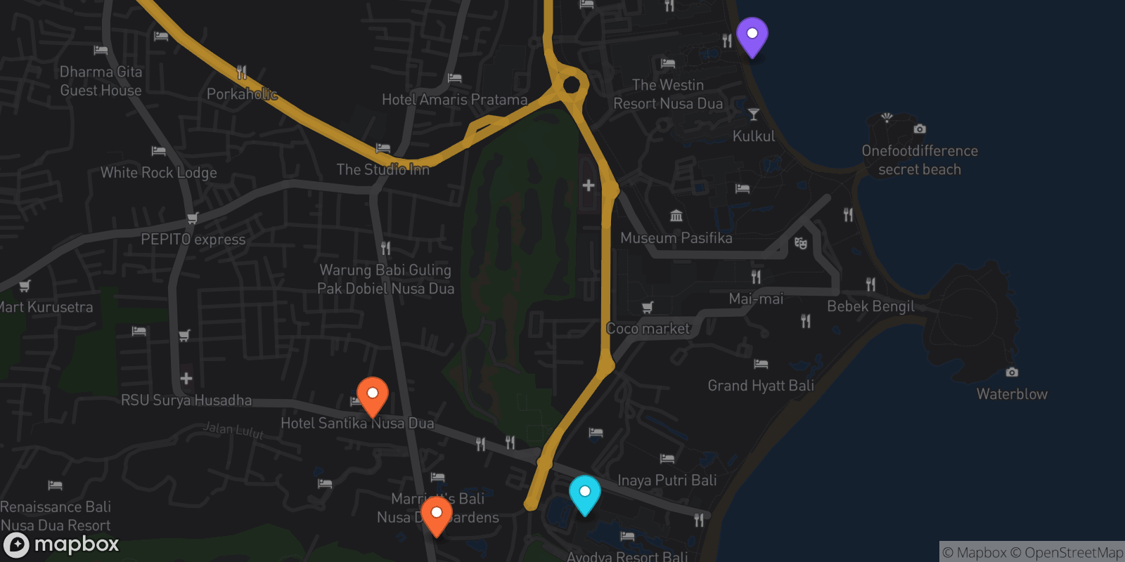 Map showing 4 locations