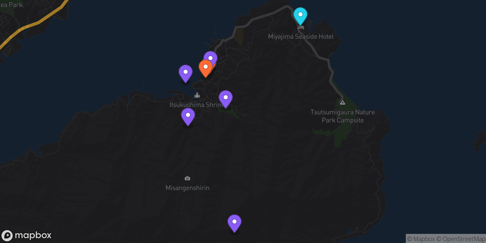 Map showing 9 locations