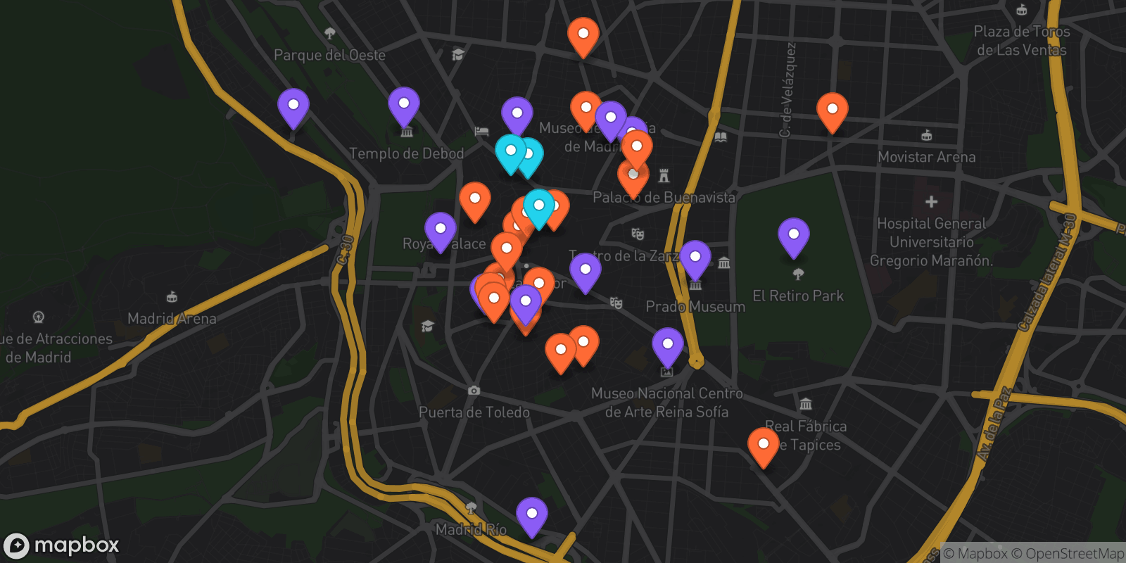 Map showing 36 locations