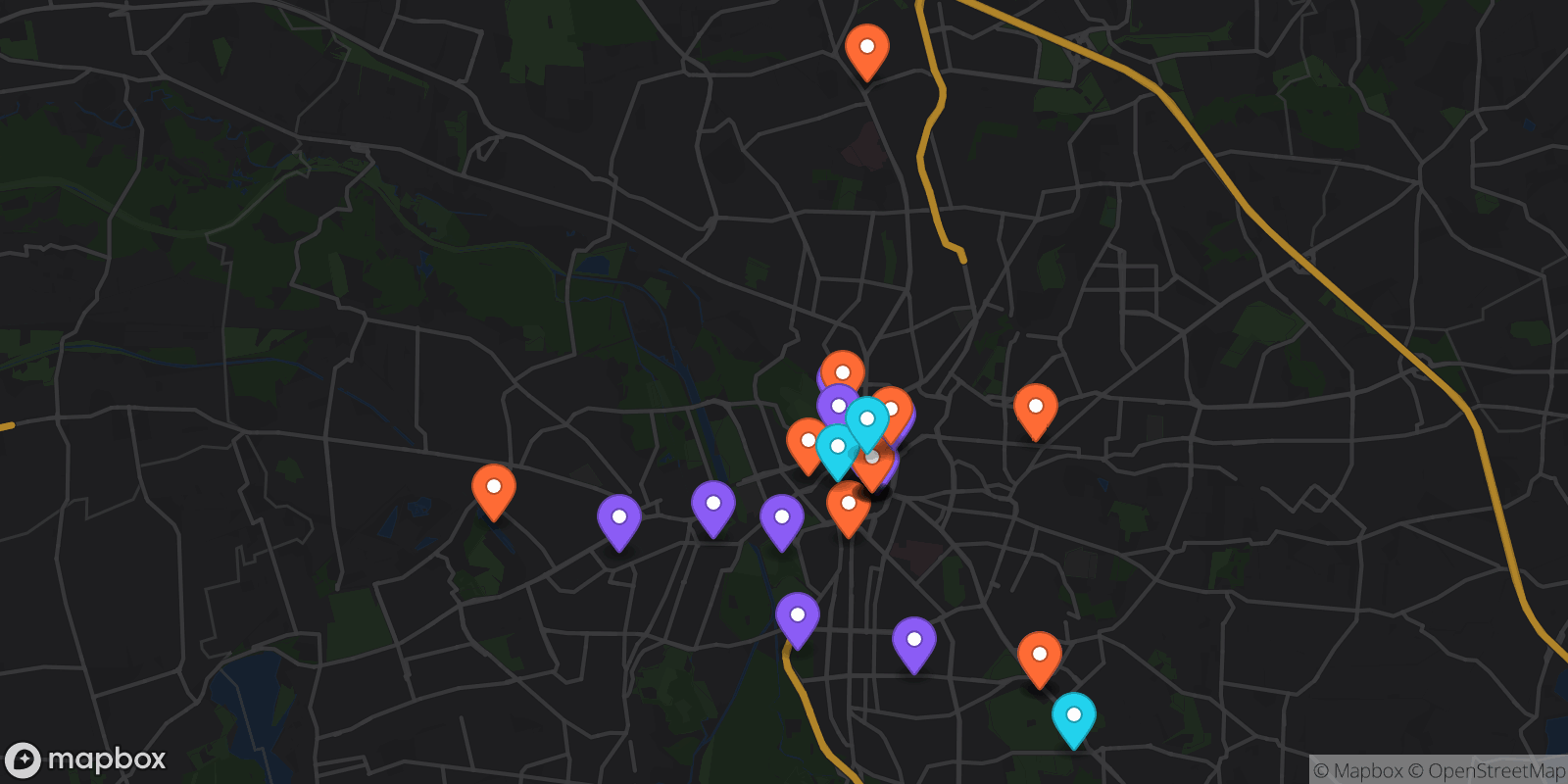 Map showing 30 locations