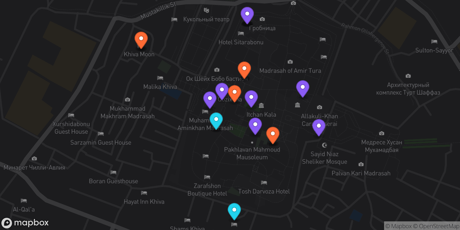 Map showing 20 locations