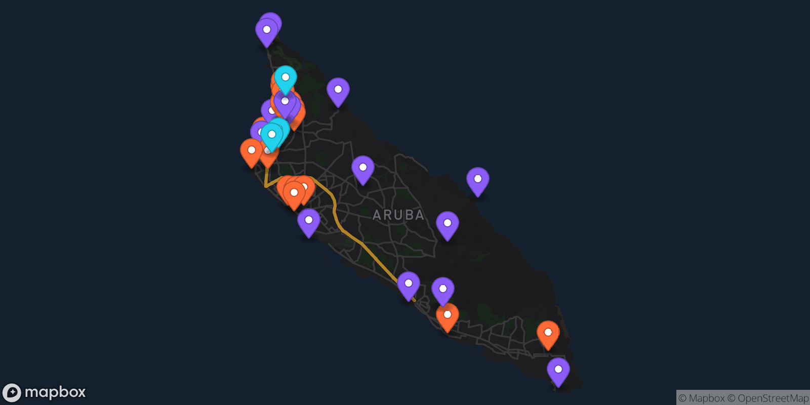 Map showing 36 locations