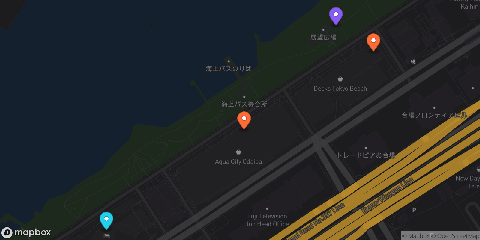 Map showing 4 locations