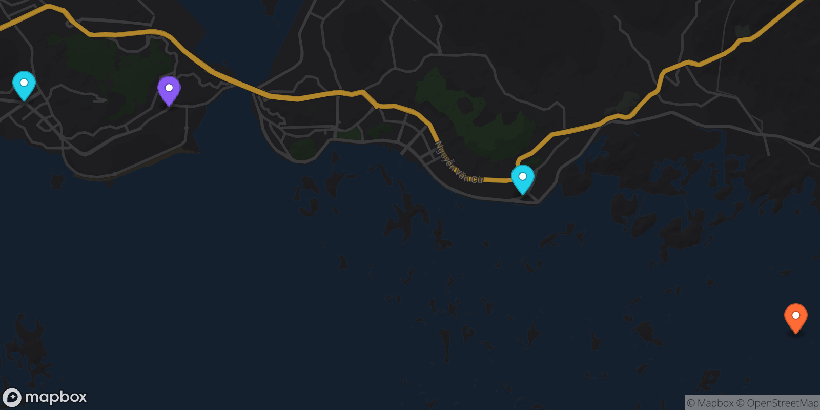 Map showing 4 locations