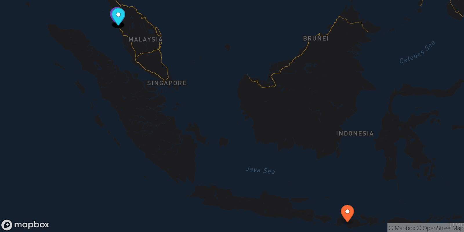 Map showing 22 locations