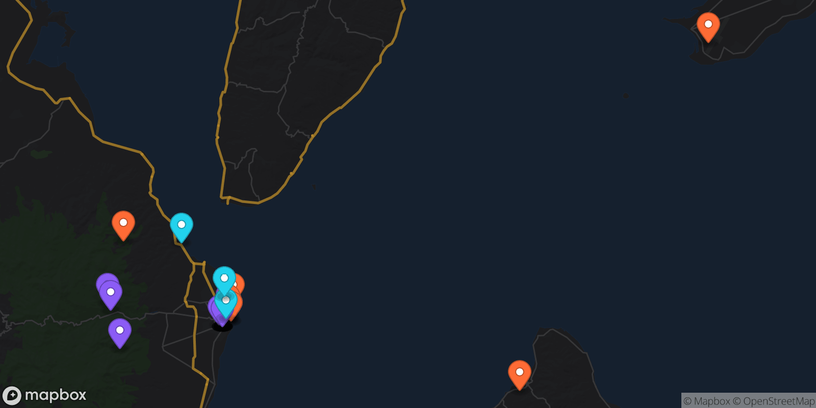 Map showing 34 locations
