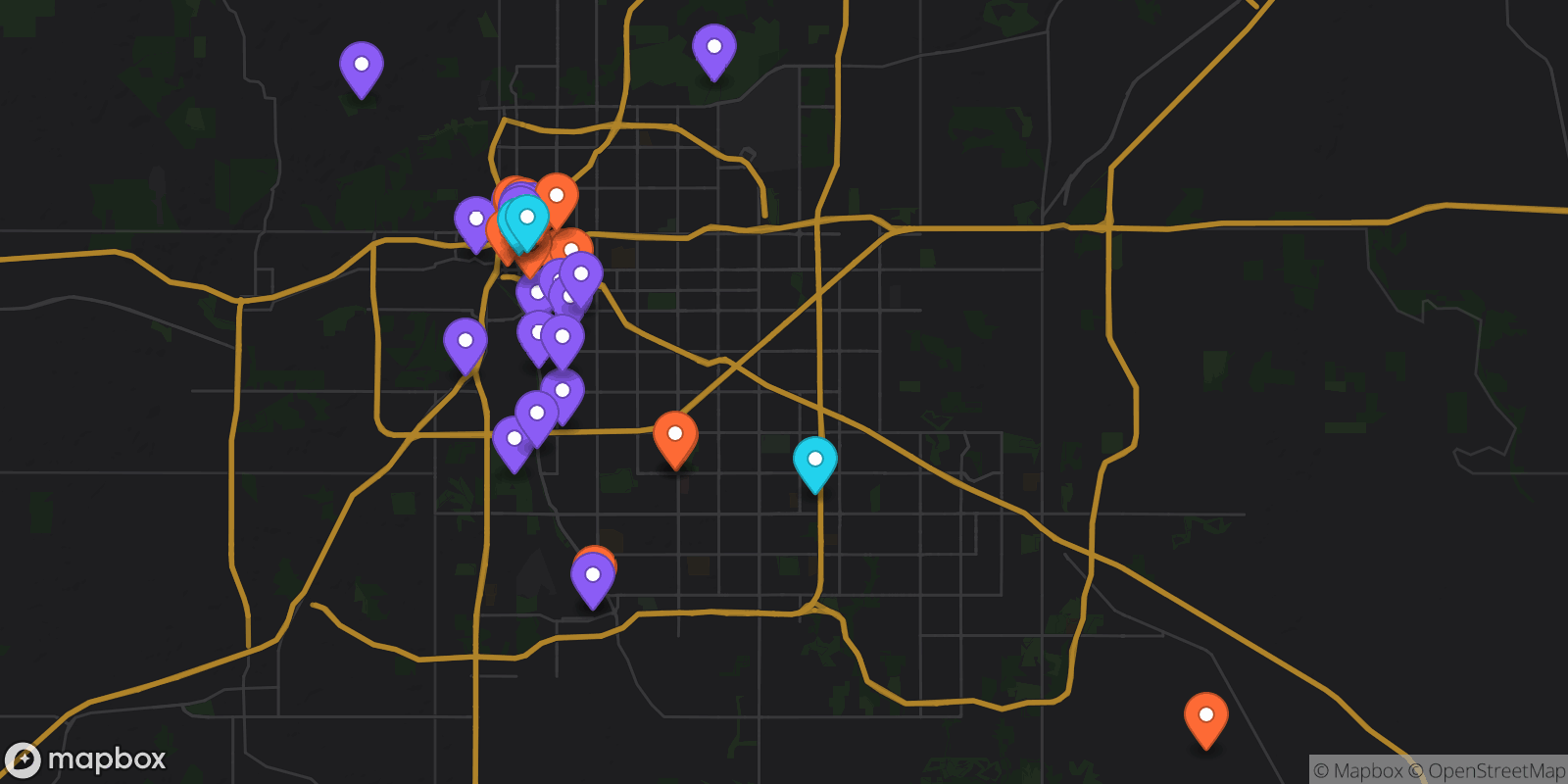 Map showing 39 locations