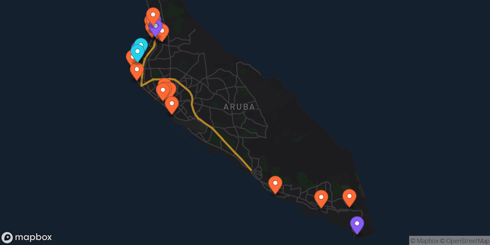 Map showing 26 locations