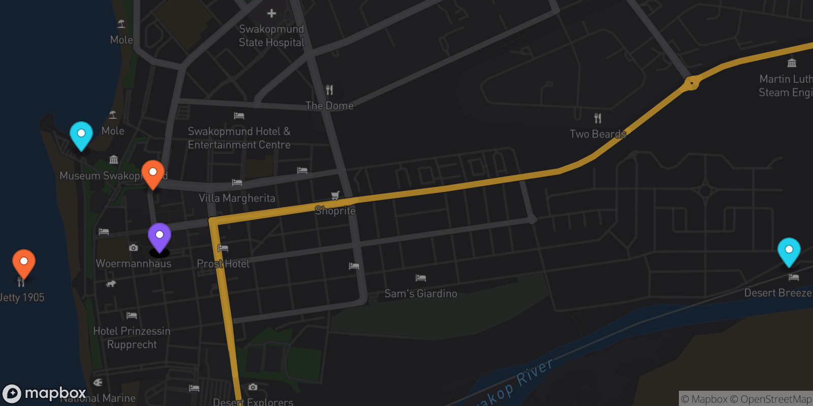 Map showing 16 locations