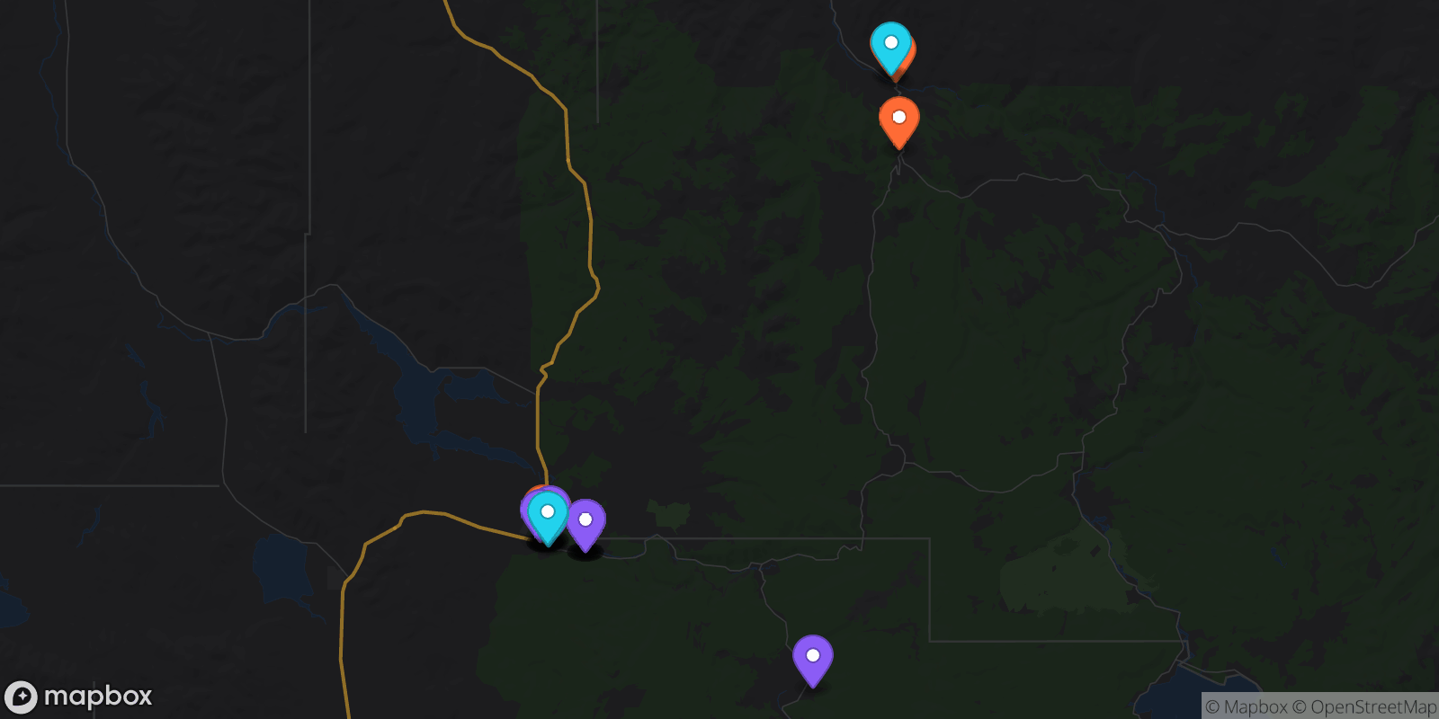 Map showing 32 locations