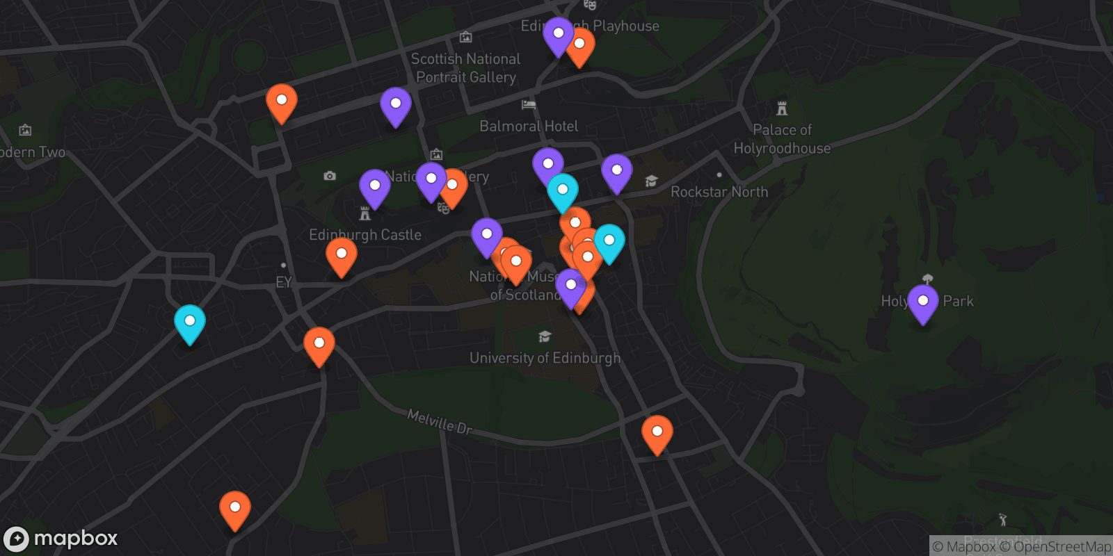 Map showing 26 locations