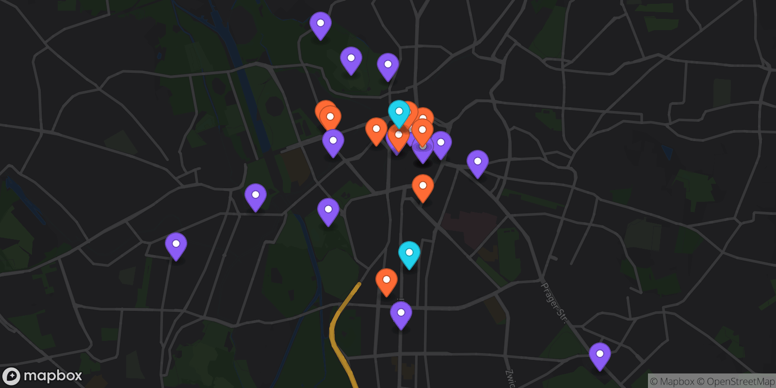 Map showing 27 locations