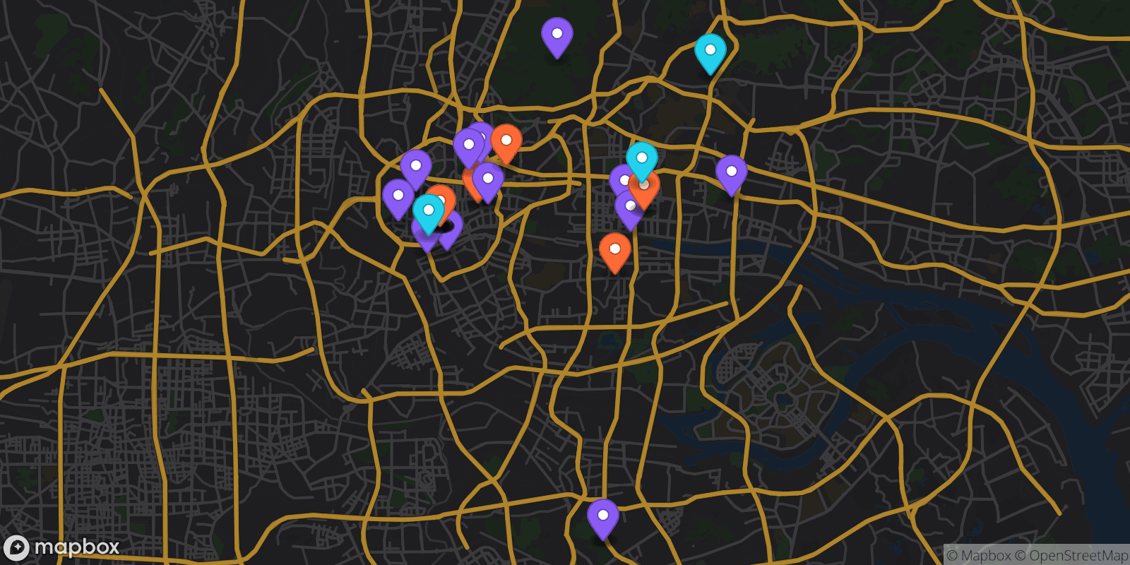Map showing 37 locations