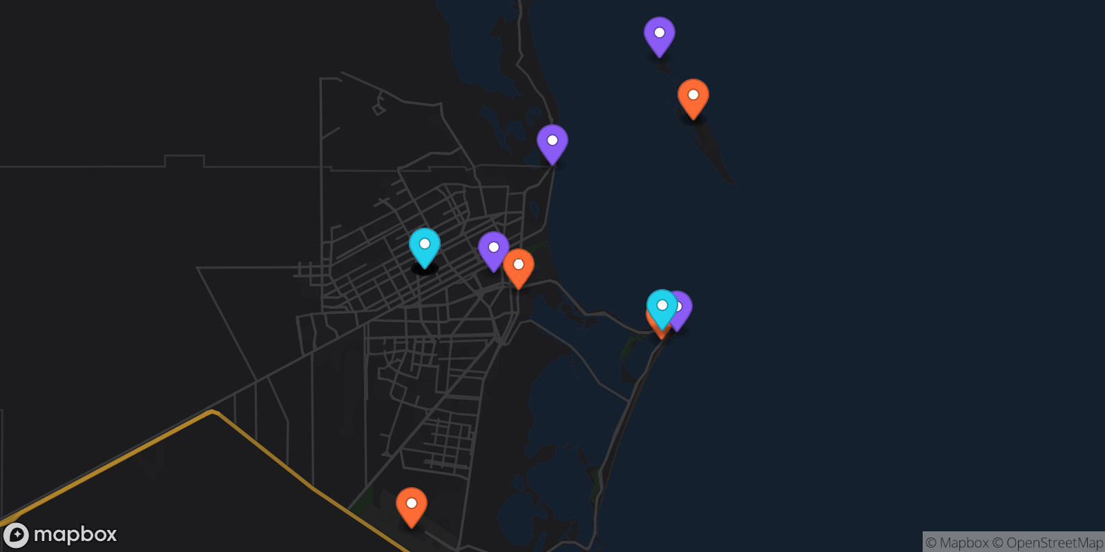Map showing 20 locations