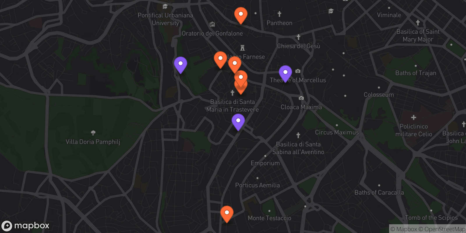 Map showing 9 locations
