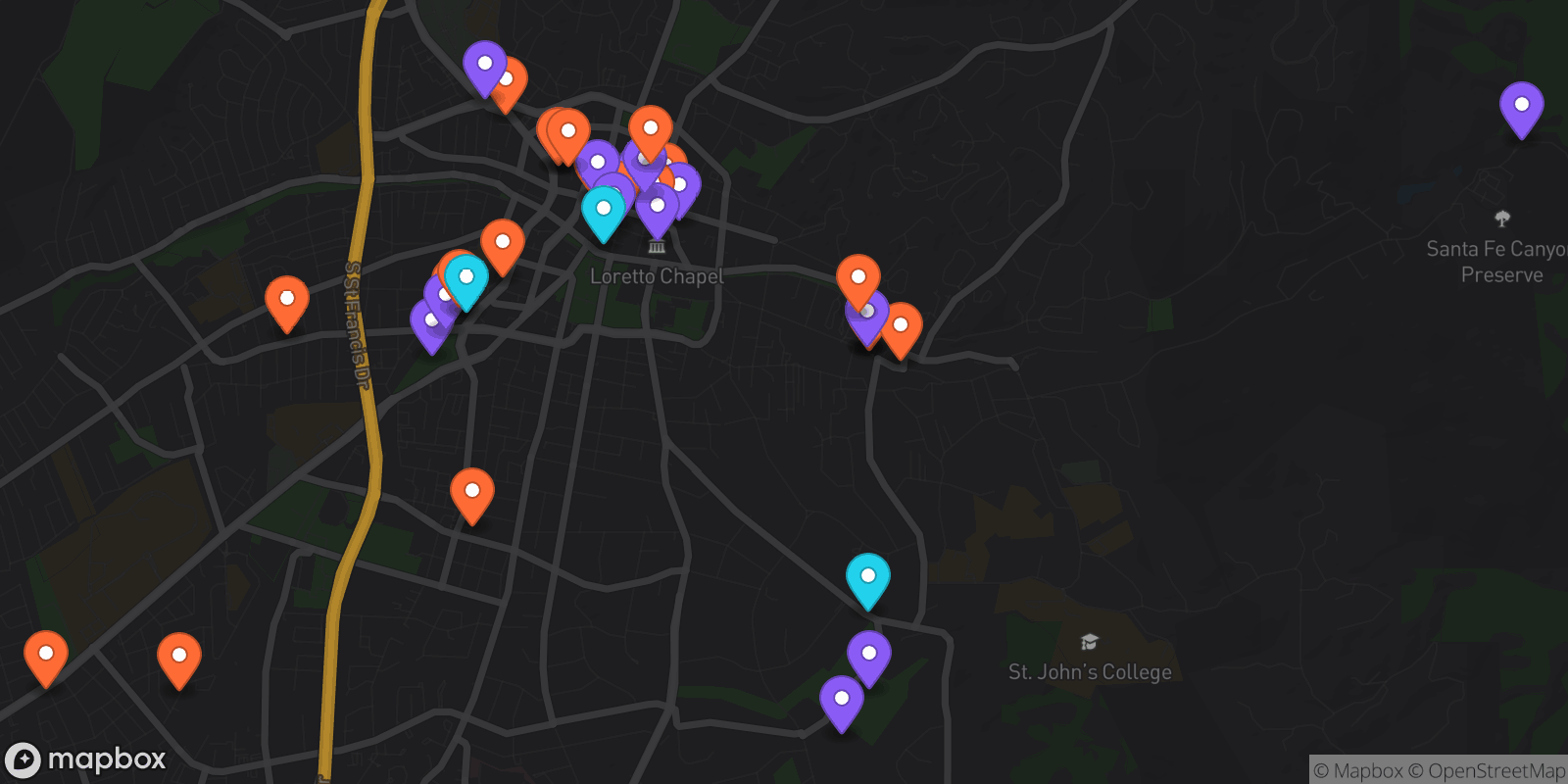 Map showing 37 locations