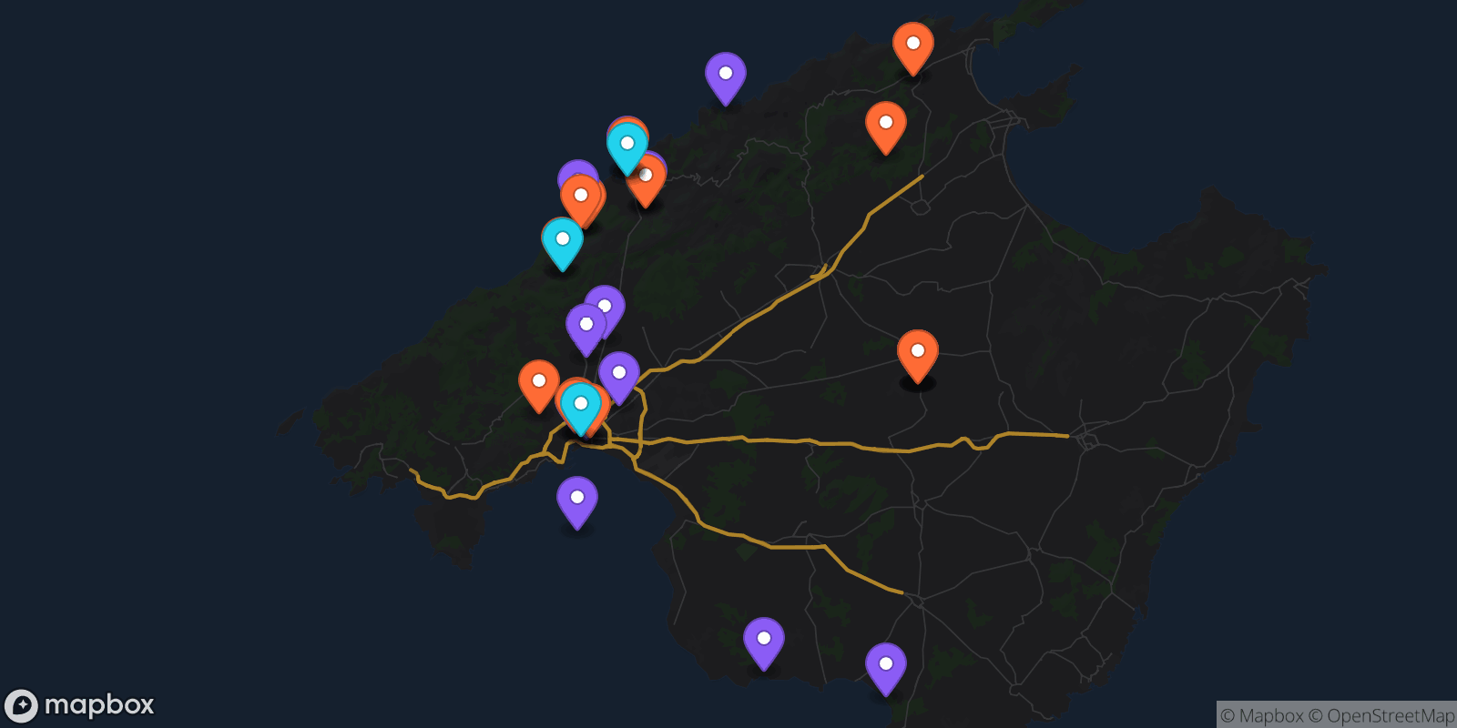 Map showing 37 locations