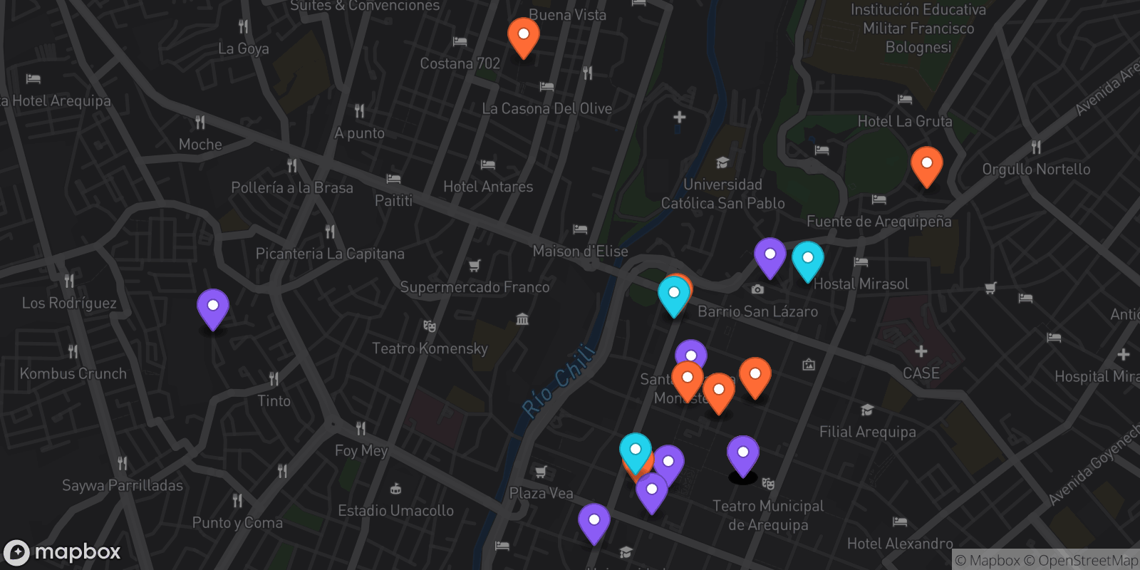 Map showing 35 locations