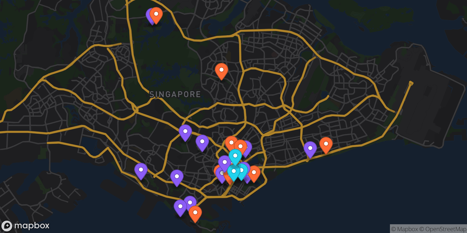 Map showing 28 locations