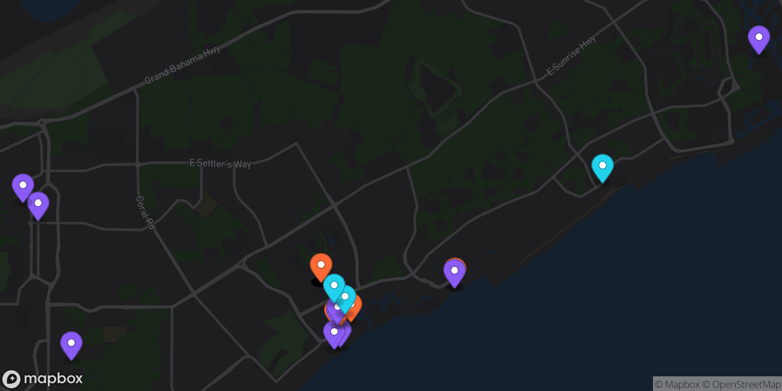 Map showing 32 locations
