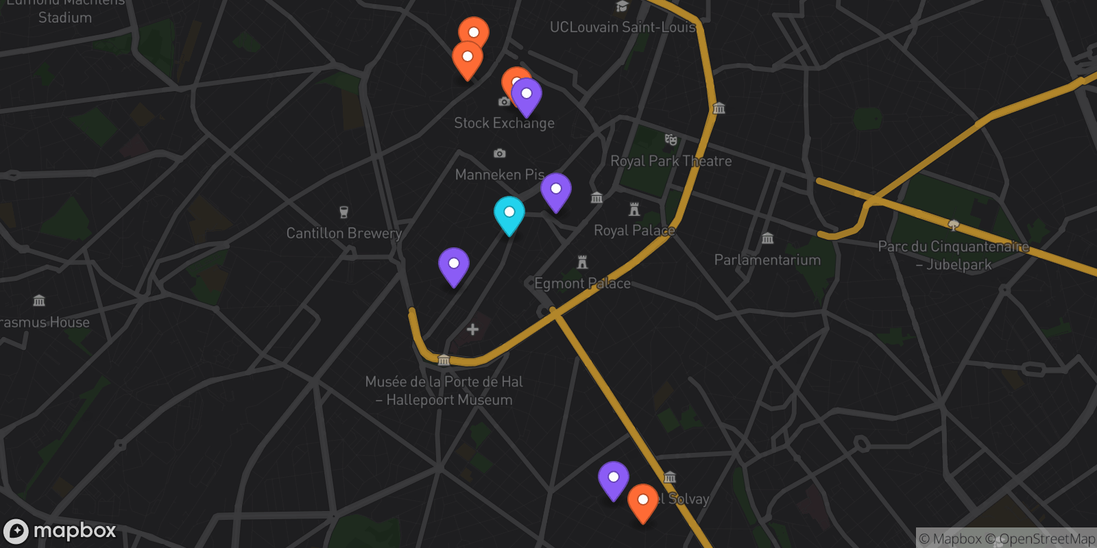 Map showing 9 locations
