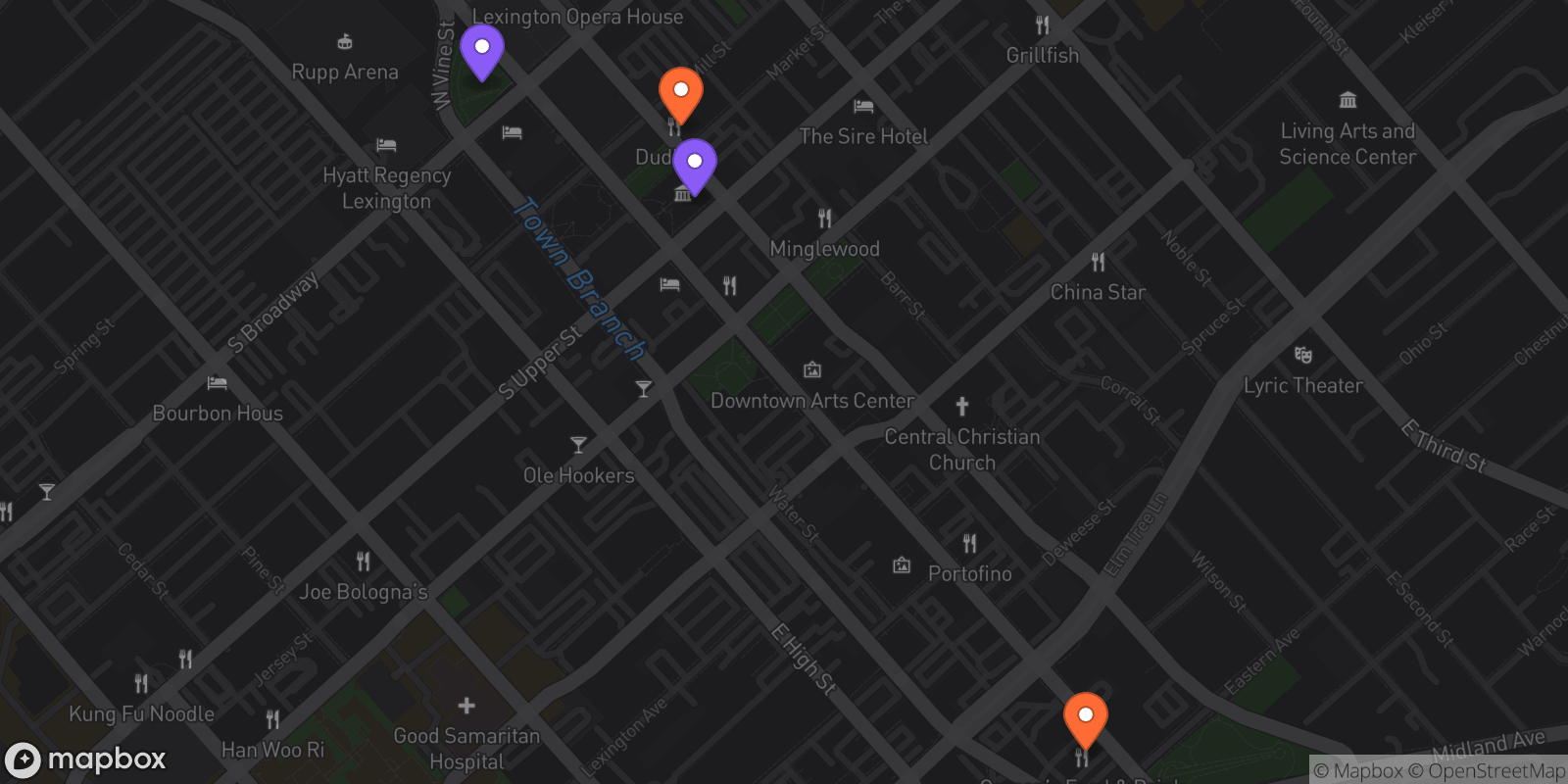 Map showing 4 locations