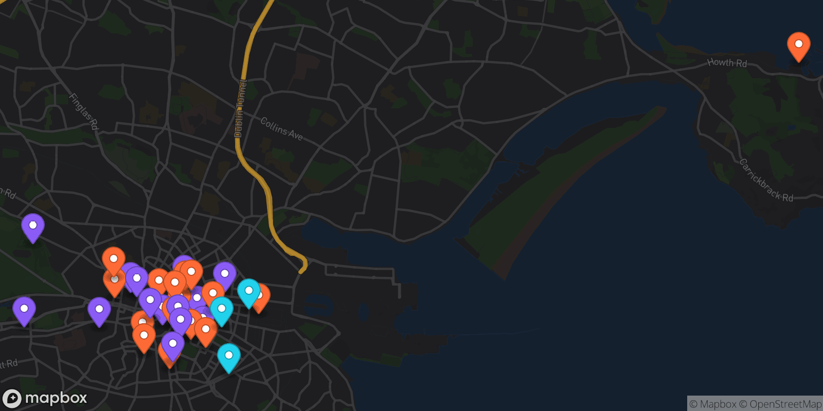 Map showing 34 locations